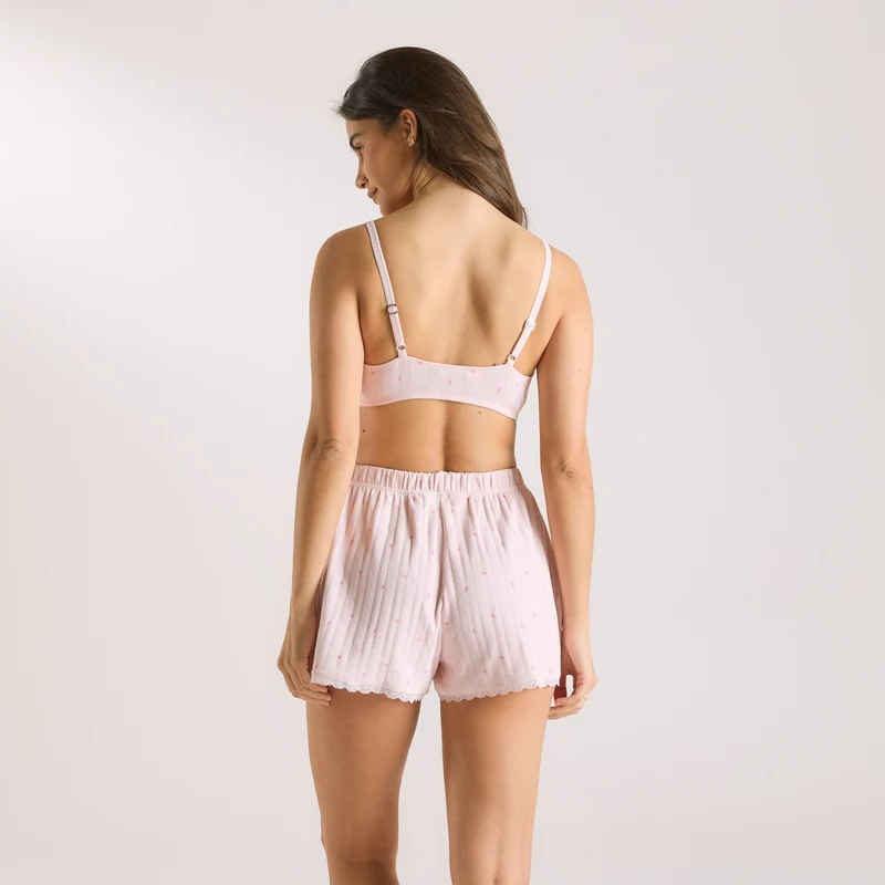 Pointelle Bralette - Florales Rosa