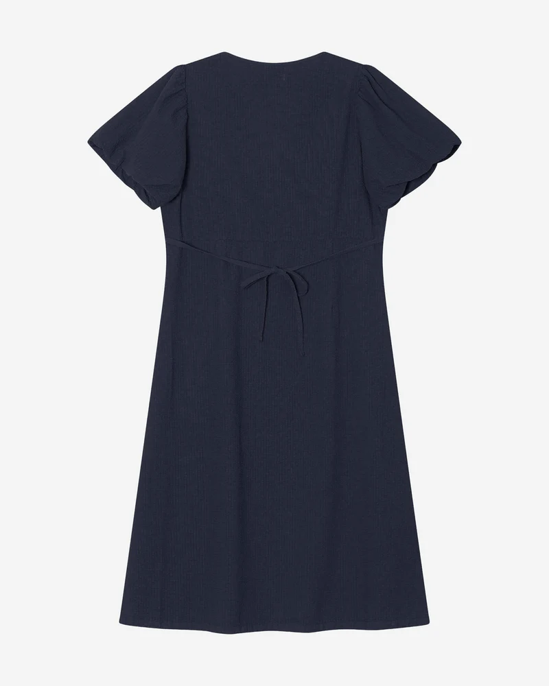 Dunkelblaues Kleid V-Neck aus 100% Bio-Baumwolle von Matona