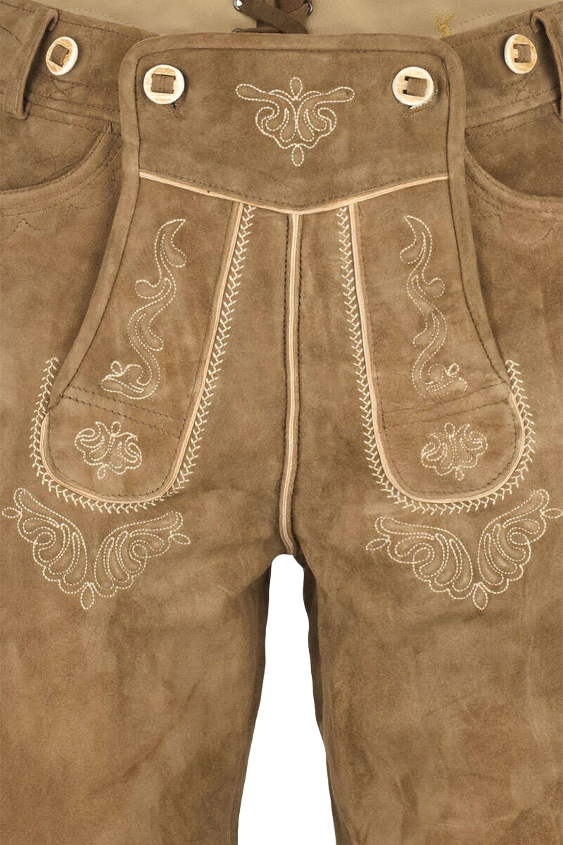 Lederhosenset kurz mit Träger hellbraun