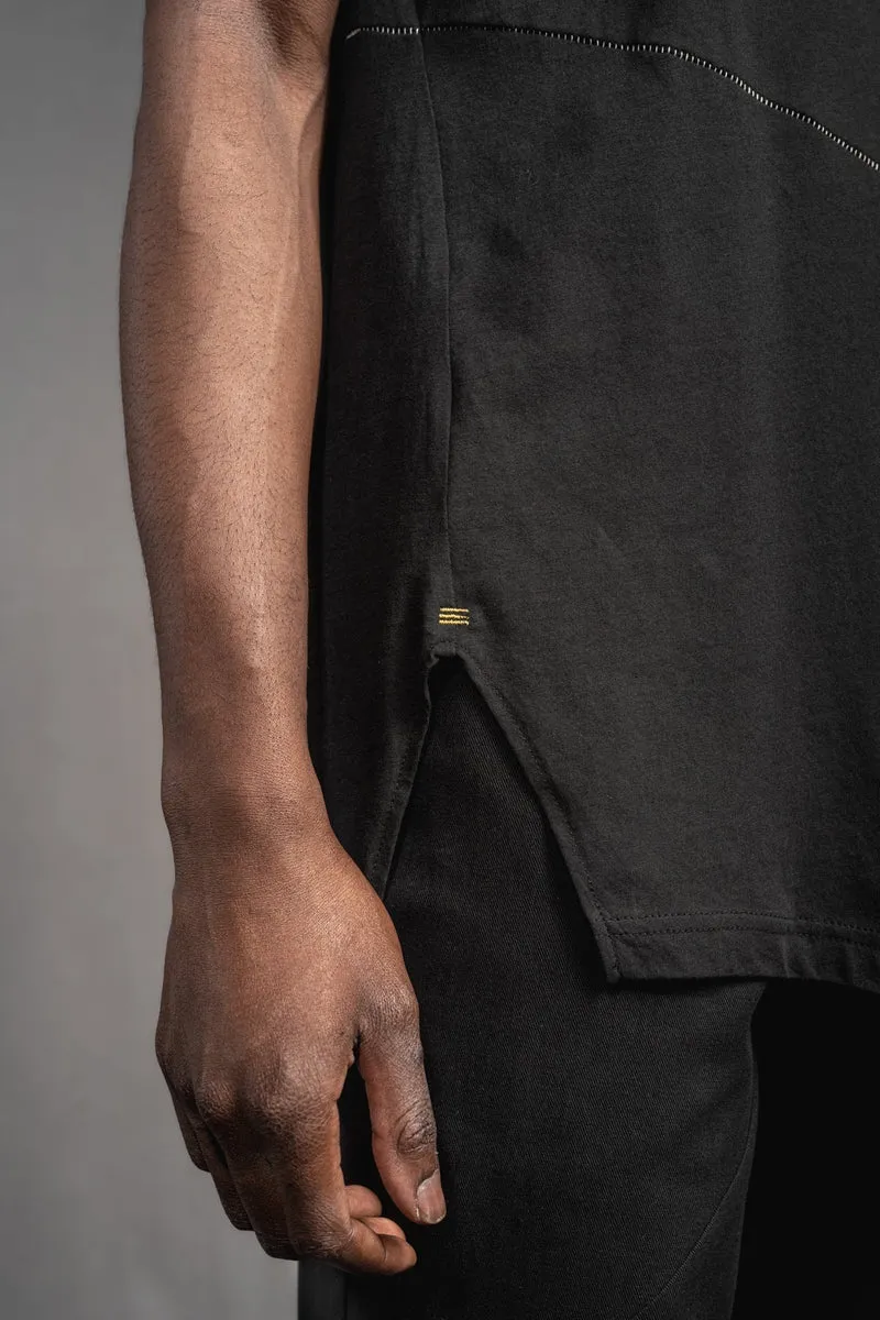eigensinnig wien | Artmann | Schwarzes, avantgardistisches Long-T-Shirt aus Baumwolle