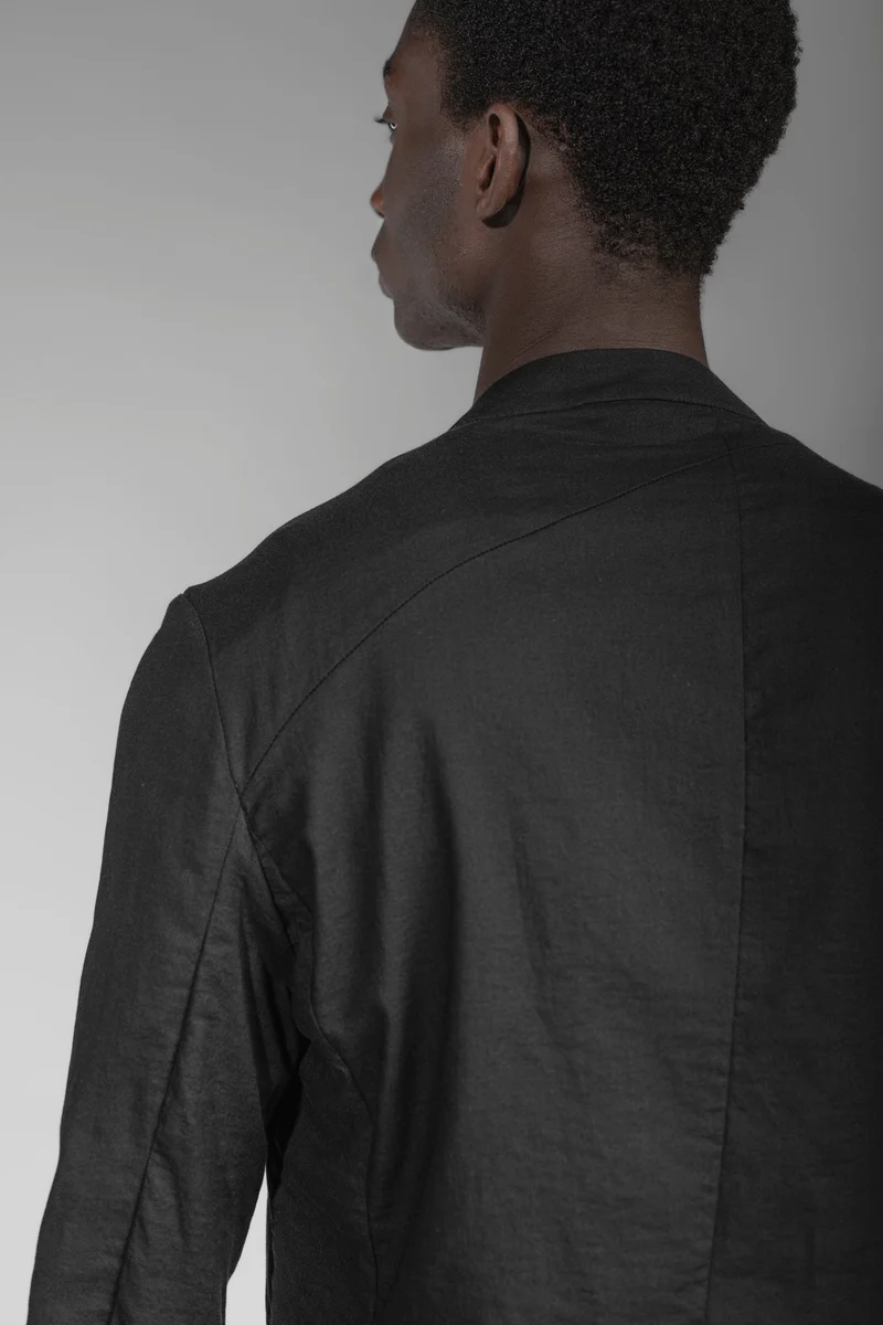 eigensinnig wien | Husserl | Schwarze Herren Designer Bikerjacke aus leichter Baumwolle