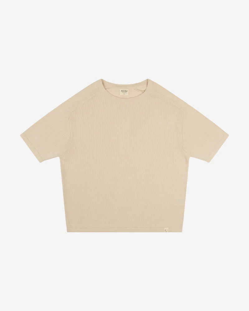 Beiges Gestrickets T-Shirt aus Bio-Baumwolle von Matona