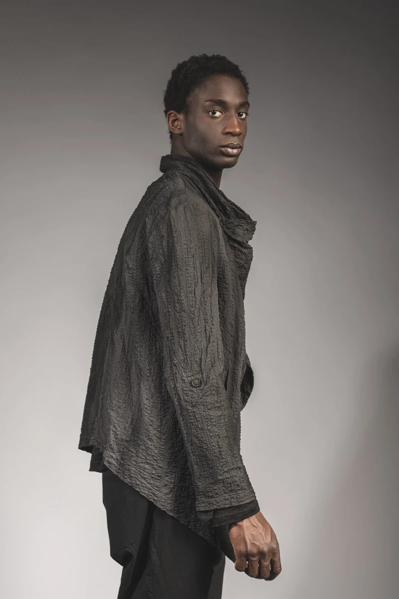 eigensinnig wien | Apollon | Außergewöhnliche, leichte Oversize Jacke aus graumelierter Baumwolle