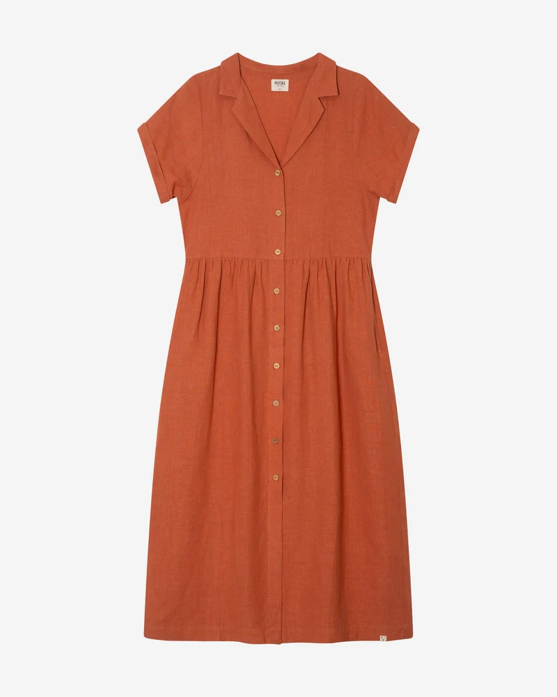 Rotbraunes Kleid aus 100% Leinen von Matona