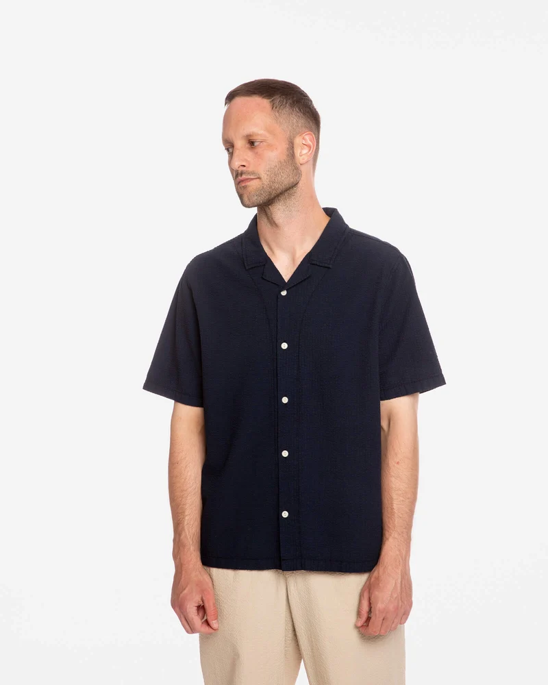 Dunkelblaues Hemd Bowling aus 100% Bio-Baumwolle von Matona