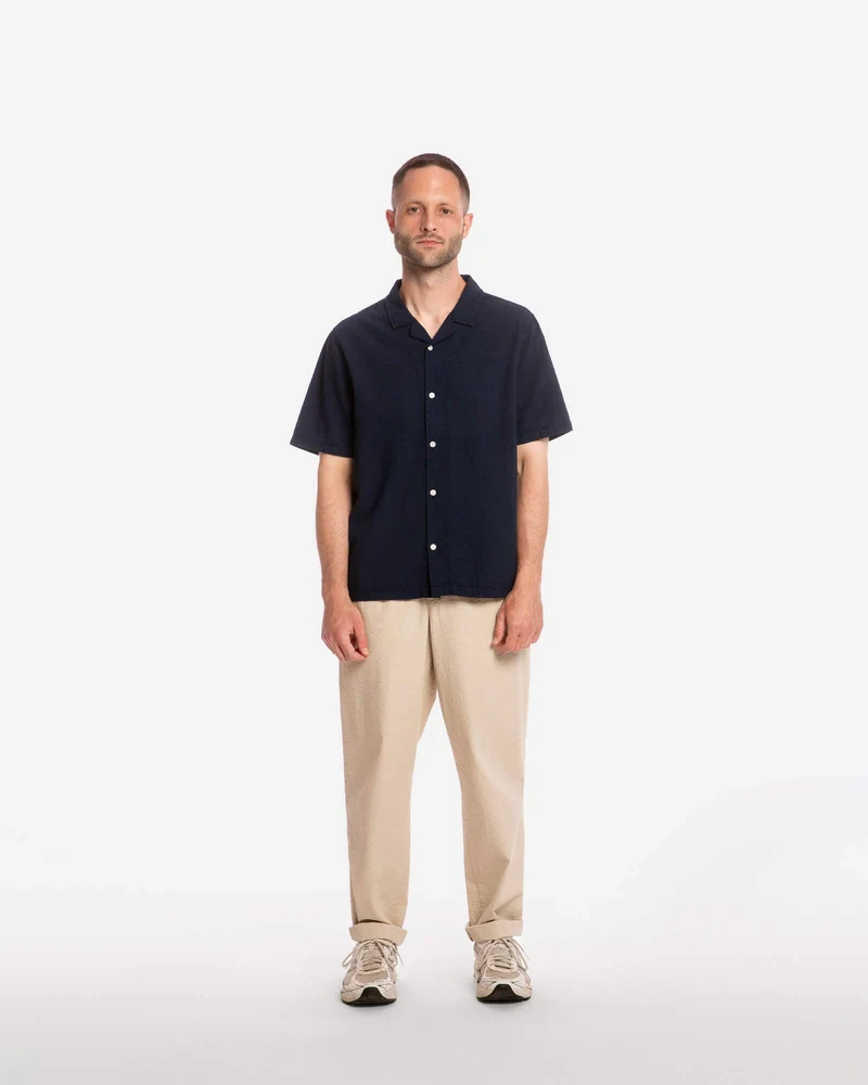 Dunkelblaues Hemd Bowling aus 100% Bio-Baumwolle von Matona