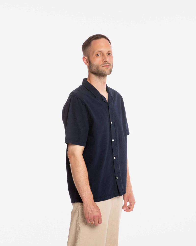 Dunkelblaues Hemd Bowling aus 100% Bio-Baumwolle von Matona