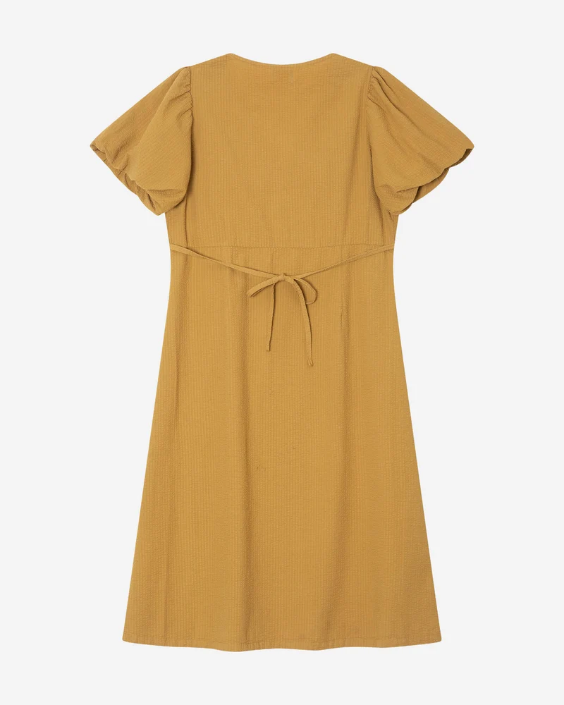 Dunkelgelbes Kleid V-Neck aus 100% Bio-Baumwolle von Matona