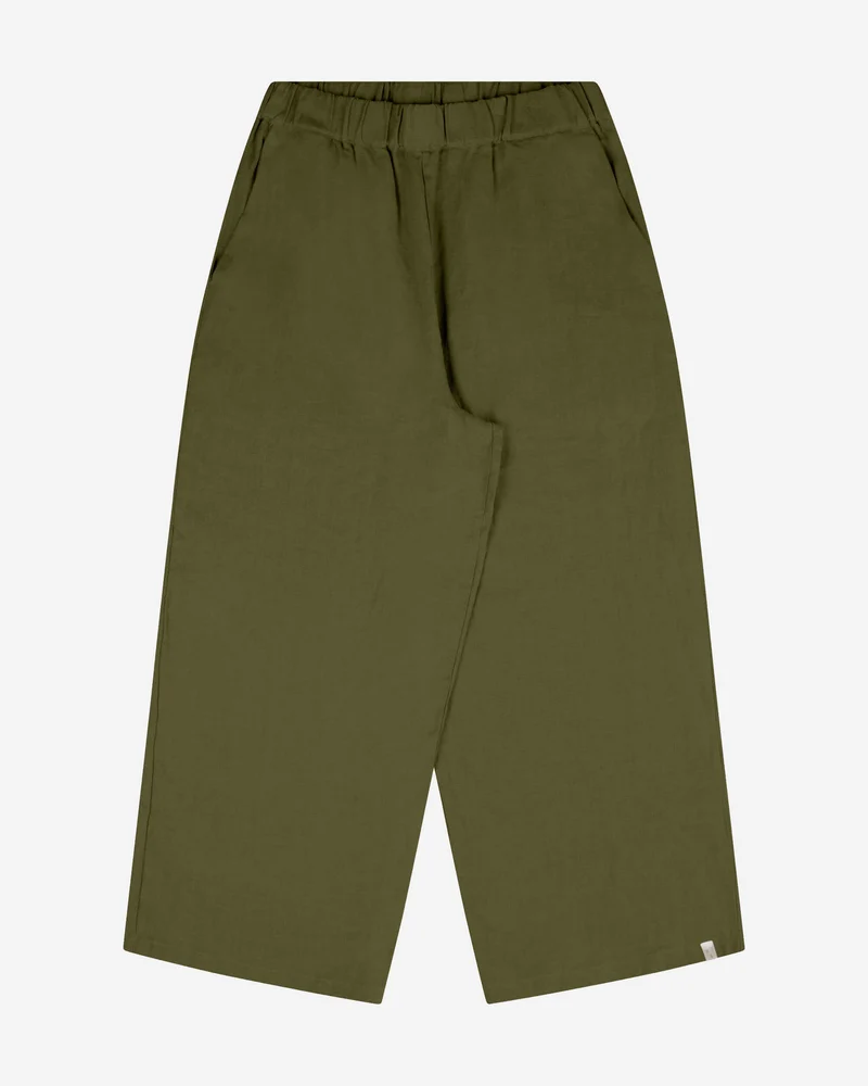 Olivegrüne Culotte Hose aus 100% Leinen von Matona