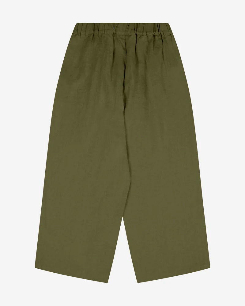 Olivegrüne Culotte Hose aus 100% Leinen von Matona