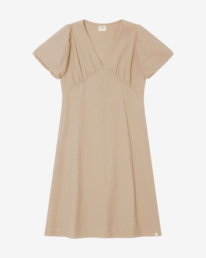 Beiges Kleid V-Neck aus 100% Bio-Baumwolle von Matona