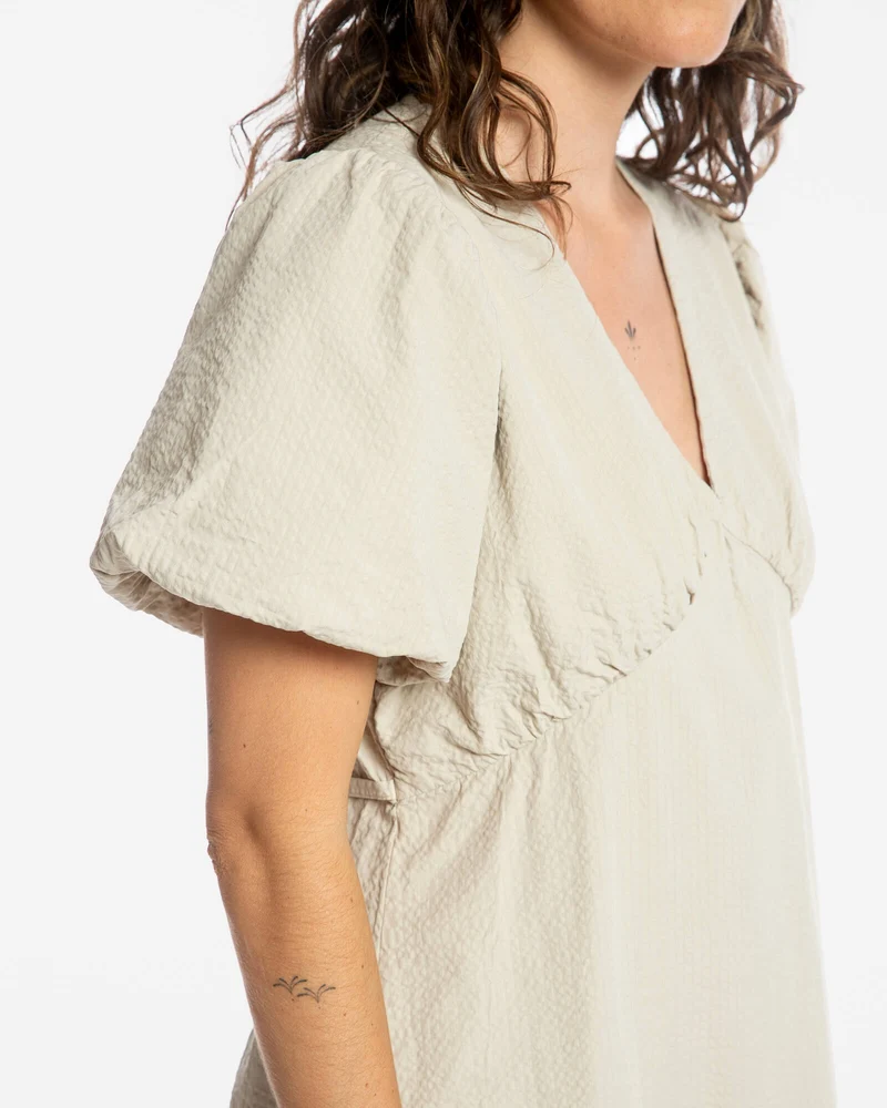 Beiges Kleid V-Neck aus 100% Bio-Baumwolle von Matona