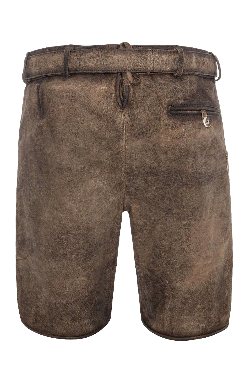 Premium-Lederhosenset kurz mit Gürtel+Träger hellbraun