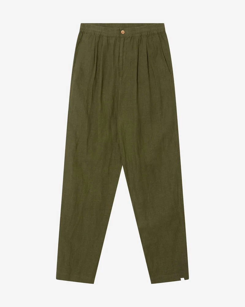 Olivegrüne Leinenhose aus 100% Leinen von Matona