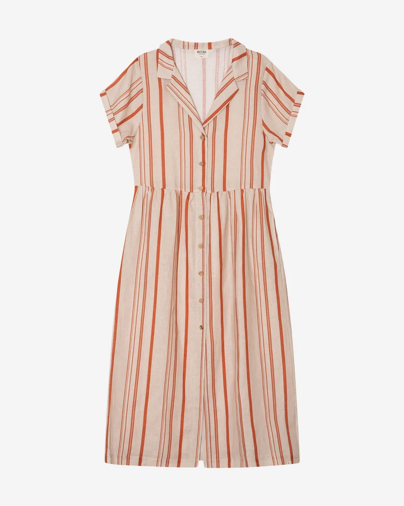 Gestreiftes Kleid aus 100% Leinen von Matona