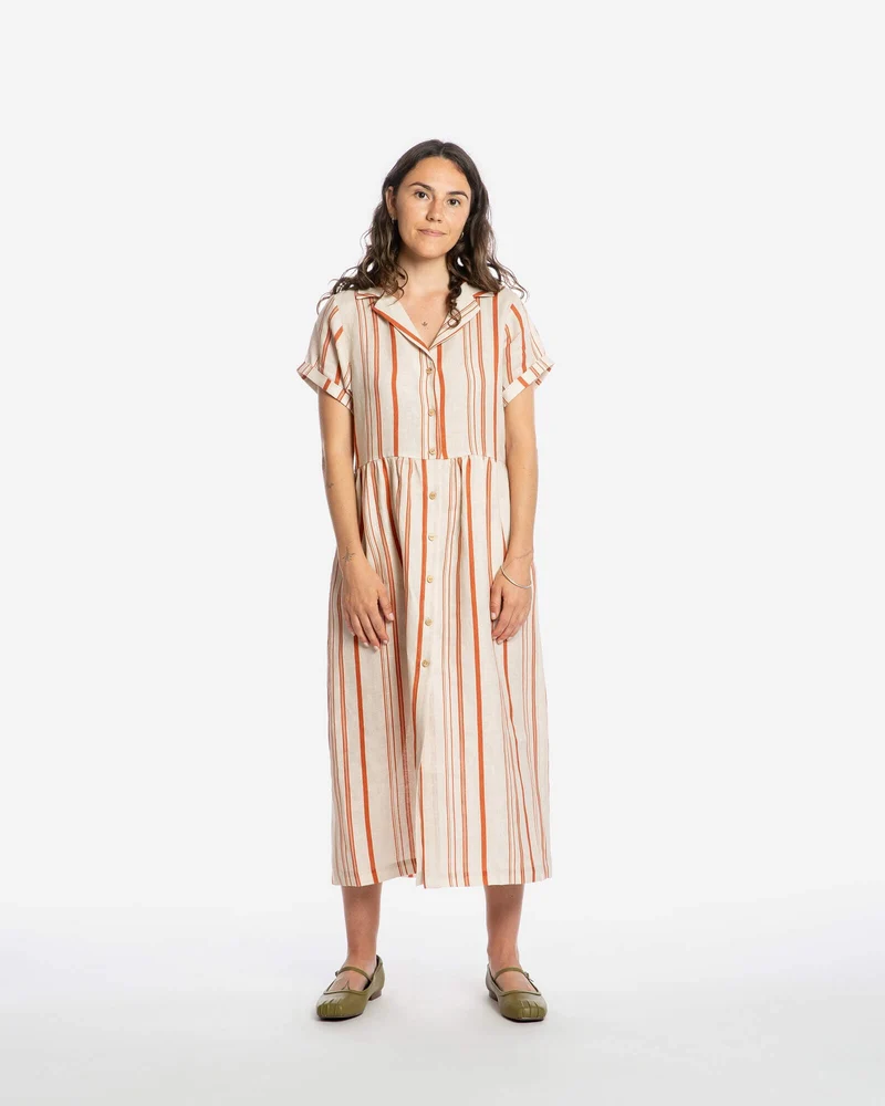 Gestreiftes Kleid aus 100% Leinen von Matona