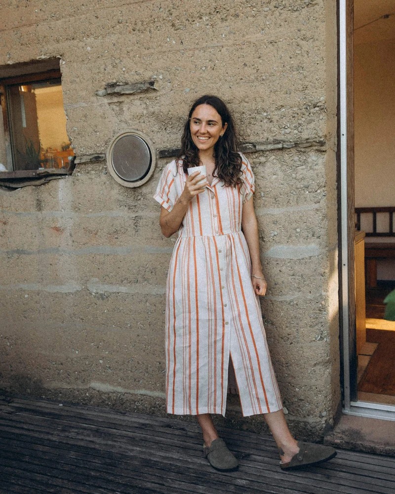 Gestreiftes Kleid aus 100% Leinen von Matona