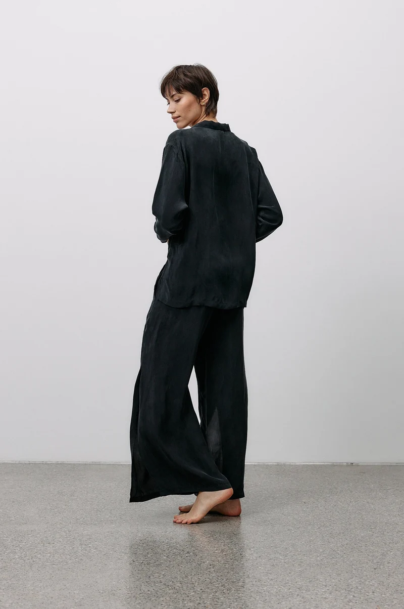 Woven Cupro Leisure Pants - graphite