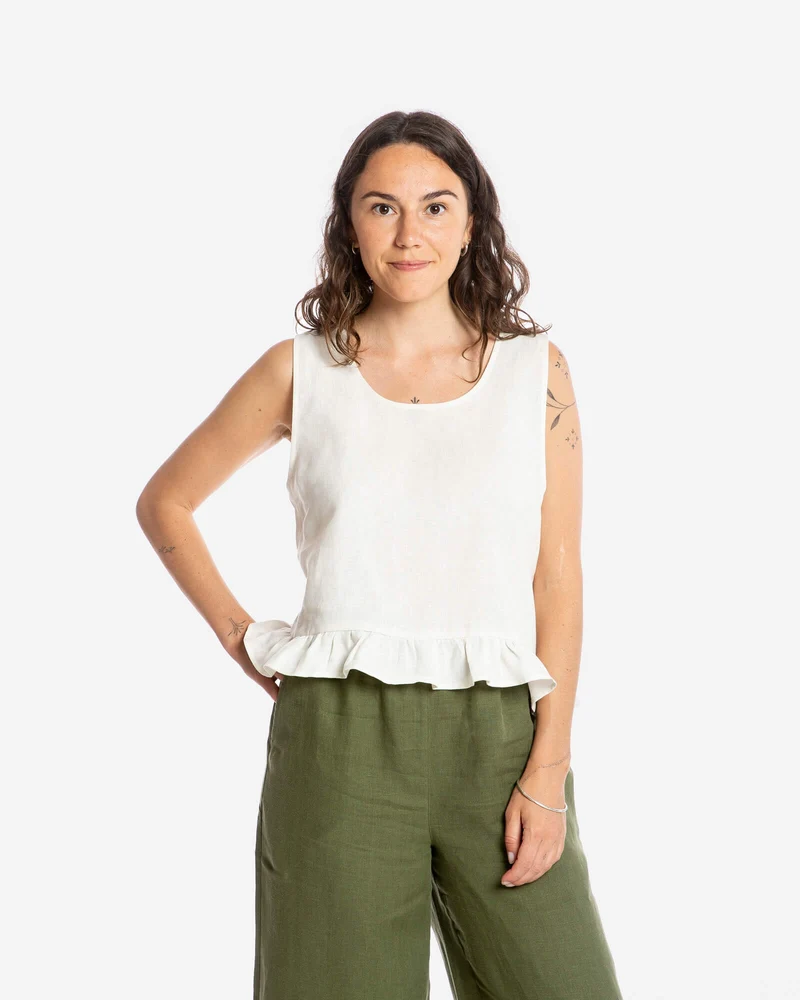 Weisses Top Gathered aus Bio-Baumwolle von Matona