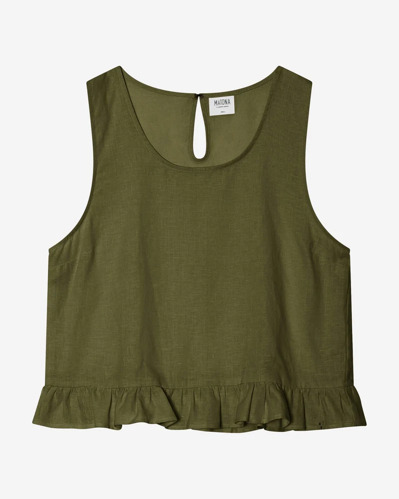 Olivgrünes Top Gathered aus Bio-Baumwolle von Matona