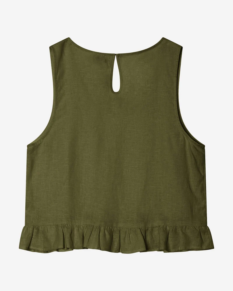 Olivgrünes Top Gathered aus Bio-Baumwolle von Matona