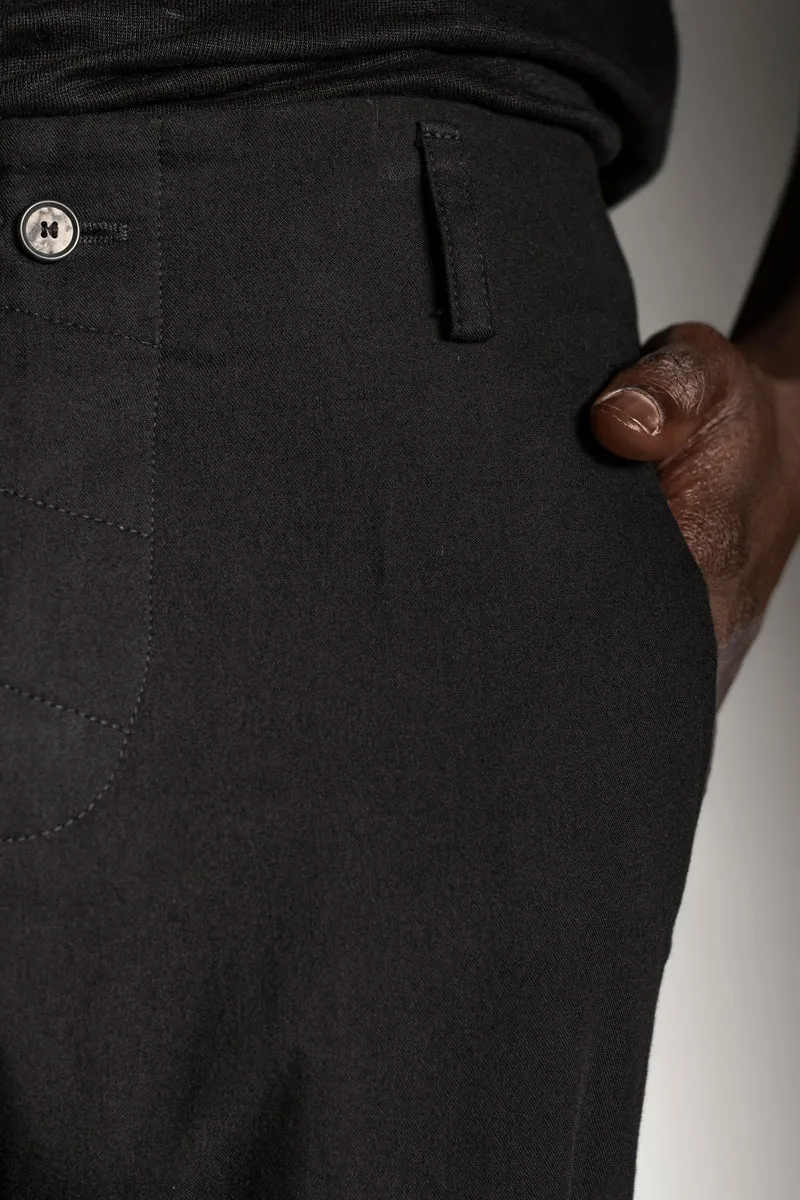 eigensinnig wien | Gropius | Schwarze Designer Slim Fit Chino Hose für Herren aus japanischer Baumwolle