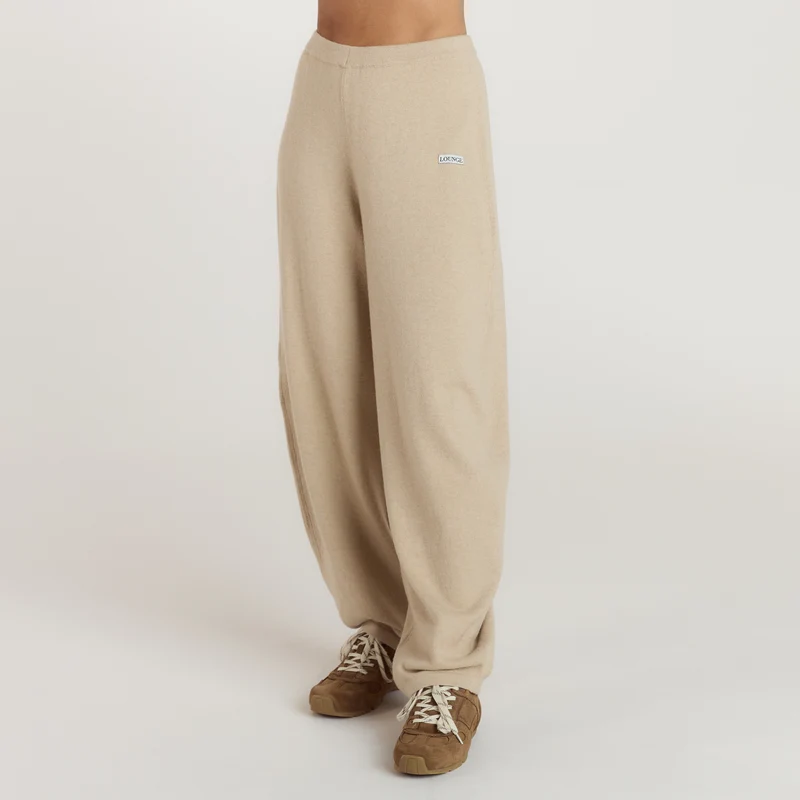 Weite Strickjogginghose - Haferflocken