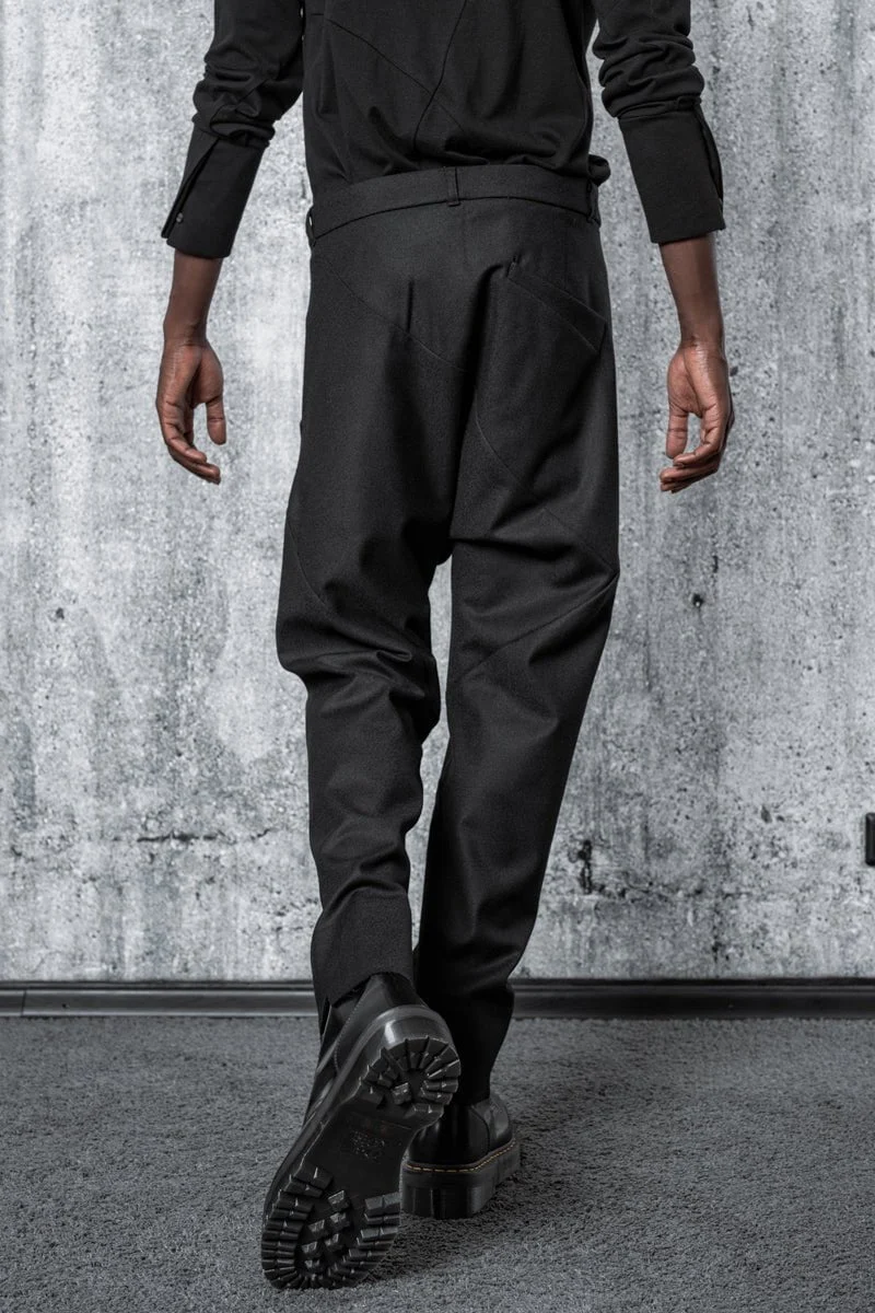 eigensinnig wien | Allegro | Elegante schwarze Baggy Anzughose für Herren aus Wolle