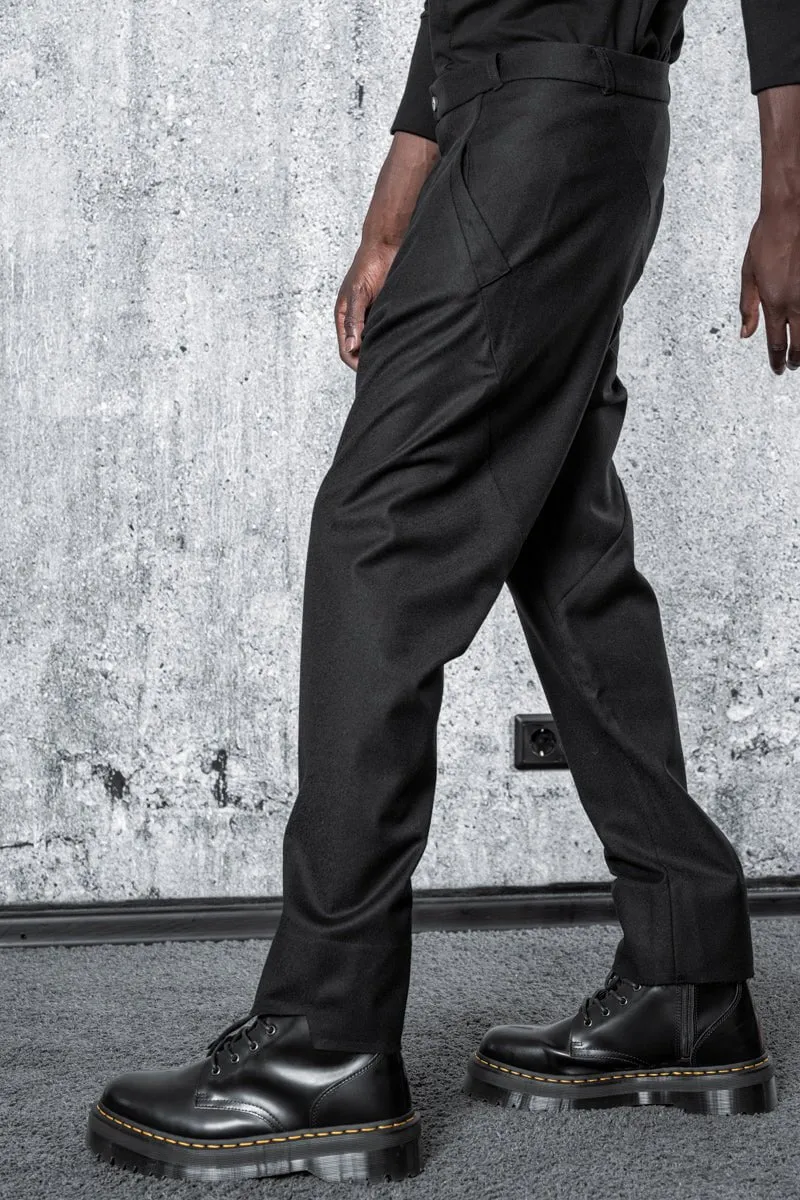 eigensinnig wien | Allegro | Elegante schwarze Baggy Anzughose für Herren aus Wolle