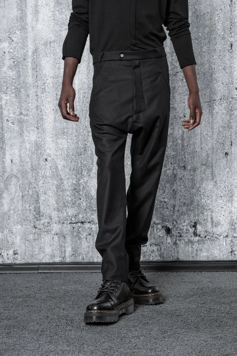 eigensinnig wien | Allegro | Elegante schwarze Baggy Anzughose für Herren aus Wolle