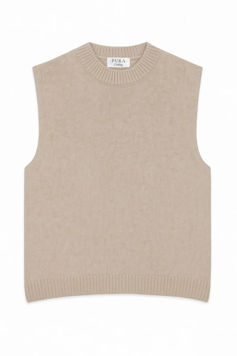 Mock Neck Tank Cashmere/Silk Greige von Pura Clothing