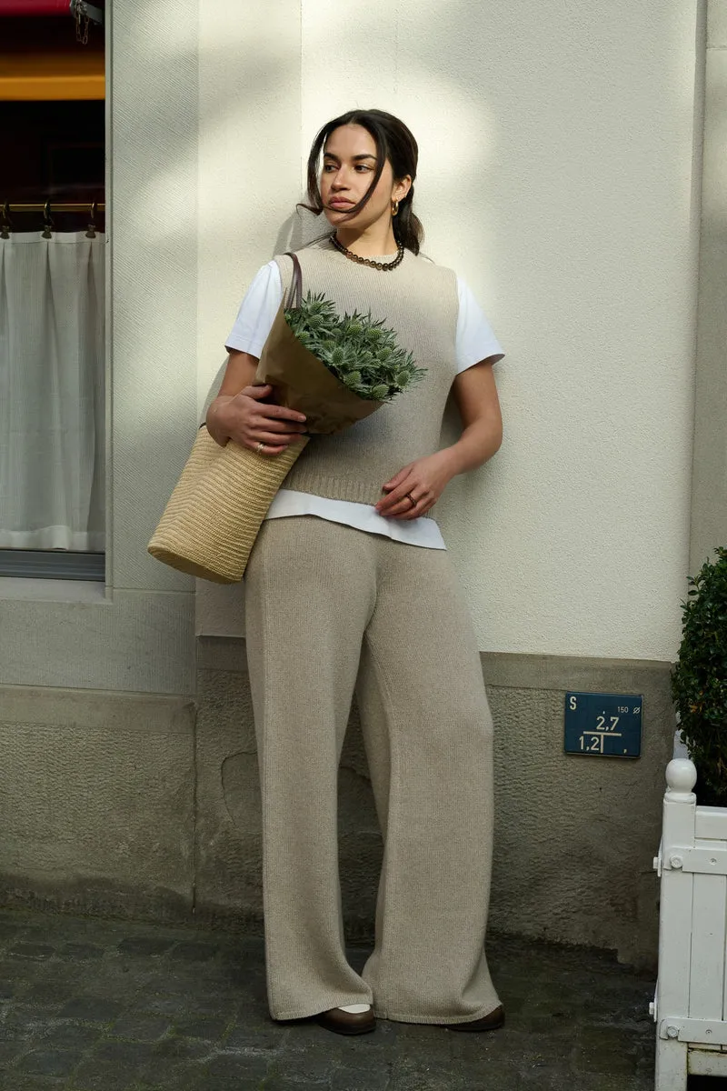 Mock Neck Tank Cashmere/Silk Greige von Pura Clothing