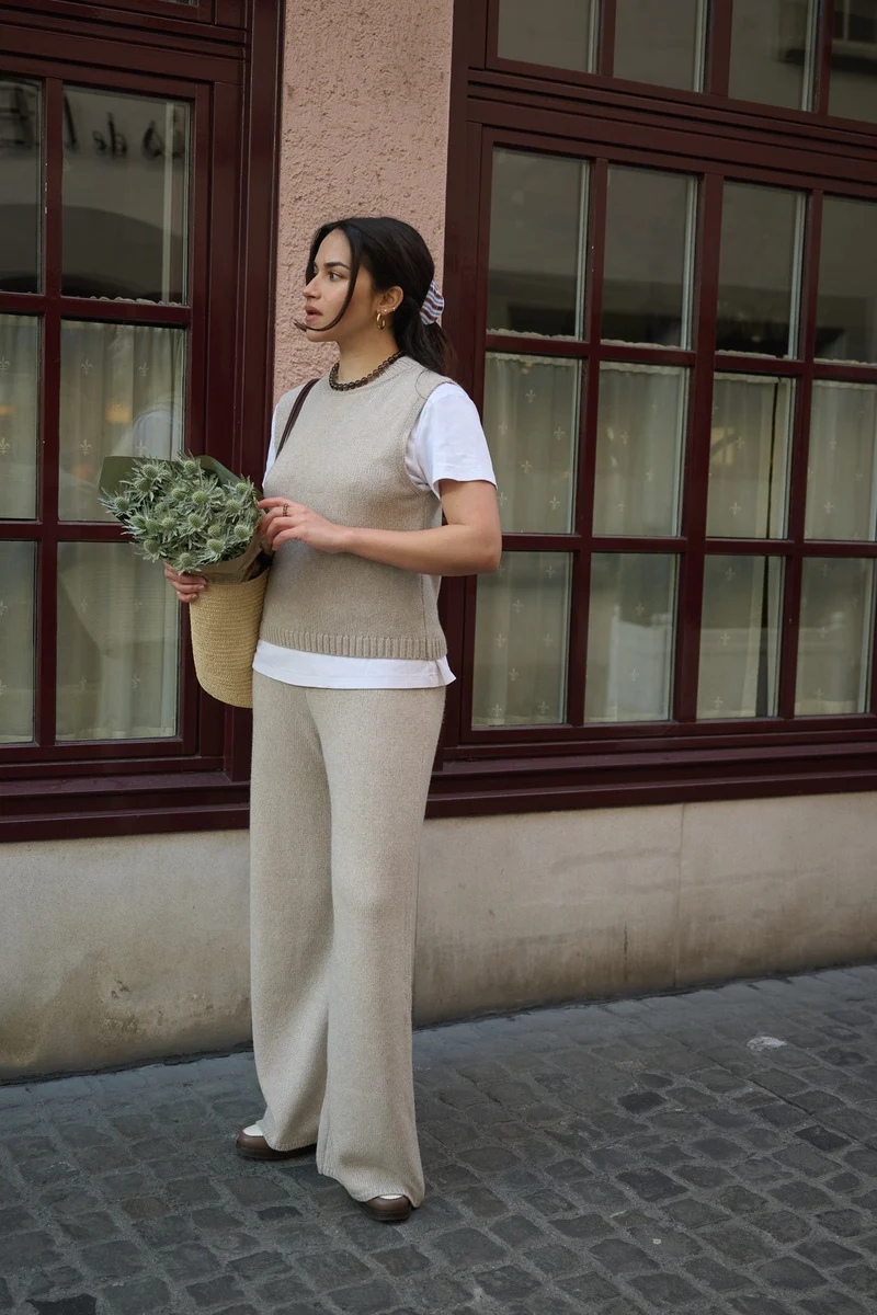 Mock Neck Tank Cashmere/Silk Greige von Pura Clothing