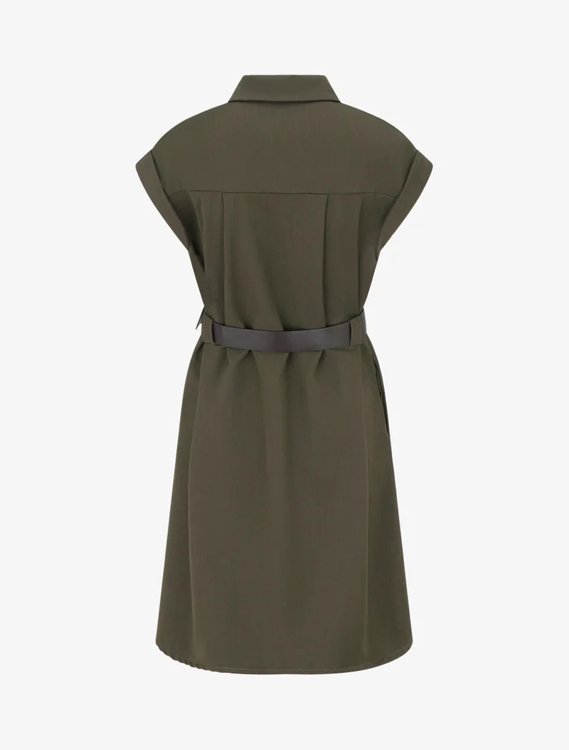 A-Linien-Hemdkleid mit kurzen Ärmeln - Kaki