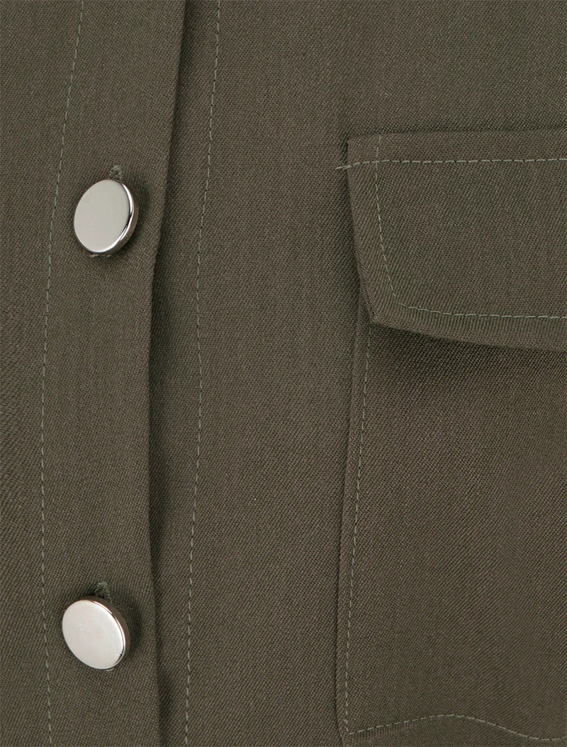 A-Linien-Hemdkleid mit kurzen Ärmeln - Kaki