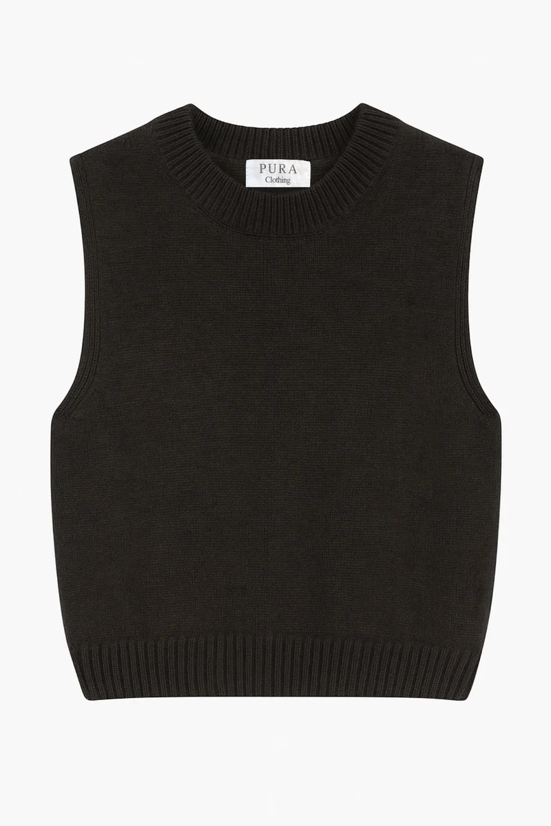 Mock Neck Tank Cashmere/Silk Brown