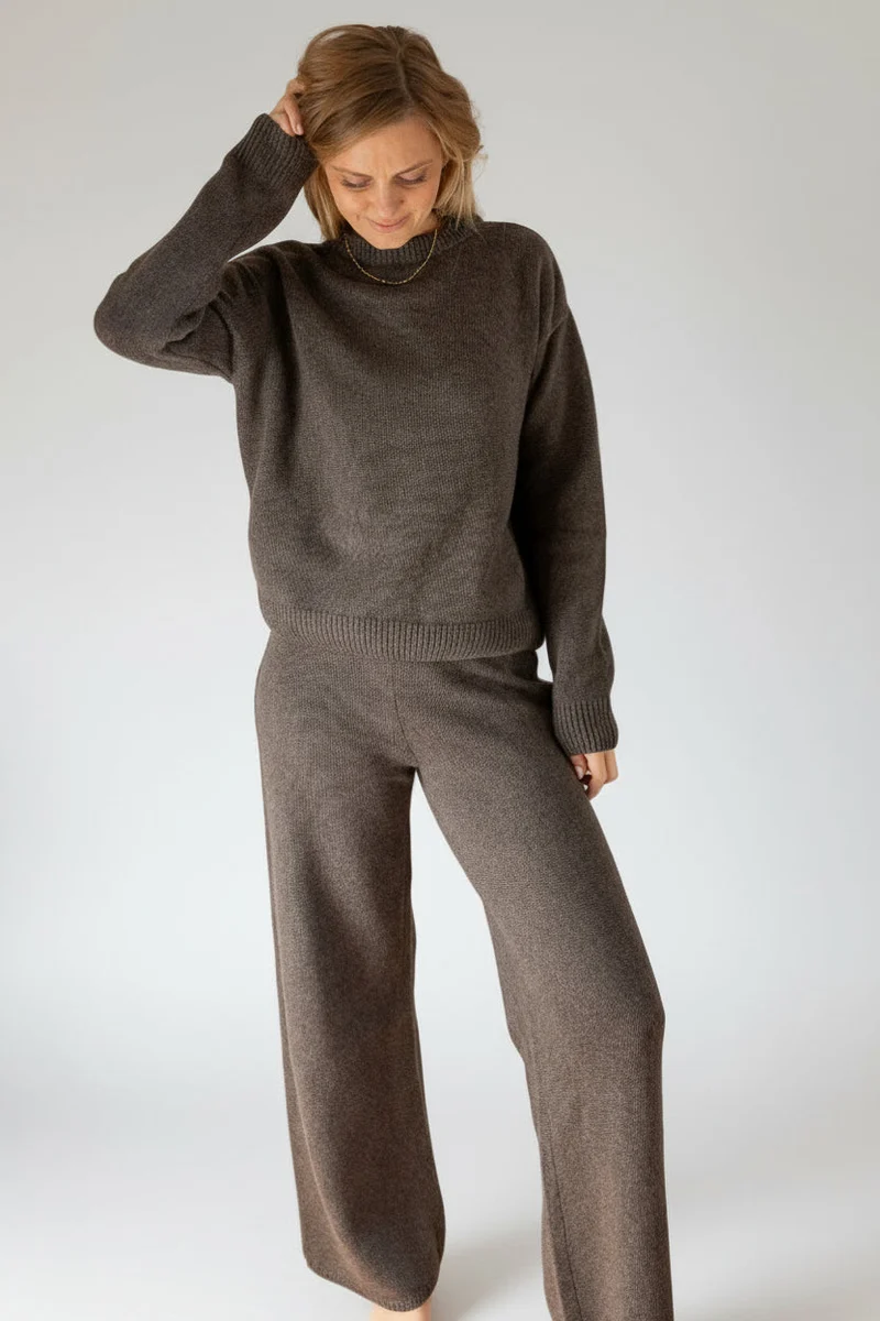 Wide Leg Pants Cashmere/Silk Brown von Pura Clothing