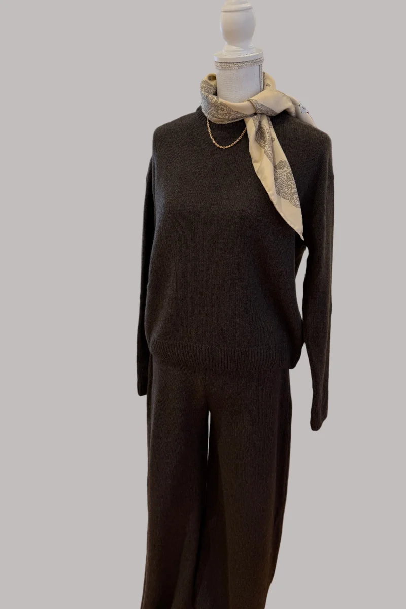 Wide Leg Pants Cashmere/Silk Brown von Pura Clothing