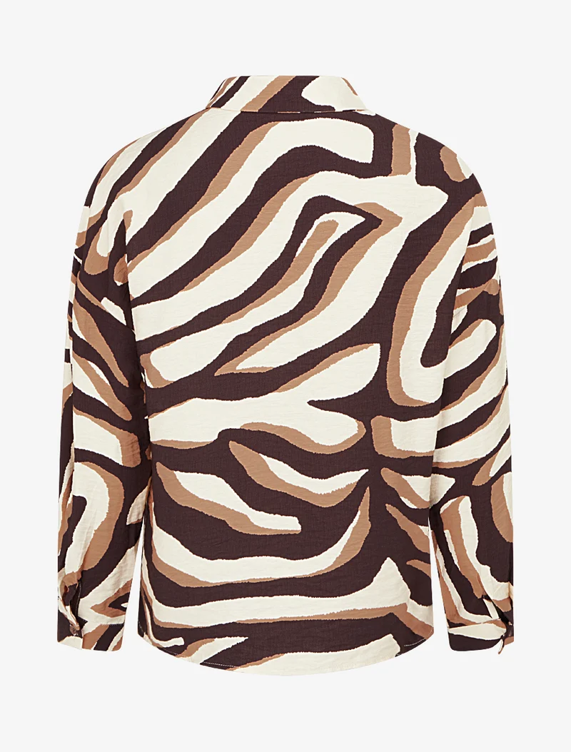 Fließendes Hemd mit Tigerdruck - Braun