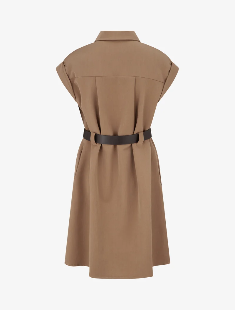 A-Linien-Hemdkleid mit kurzen Ärmeln - Beige