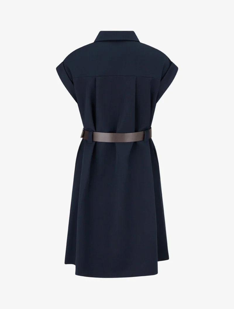 A-Linien-Hemdkleid mit kurzen Ärmeln - Marine