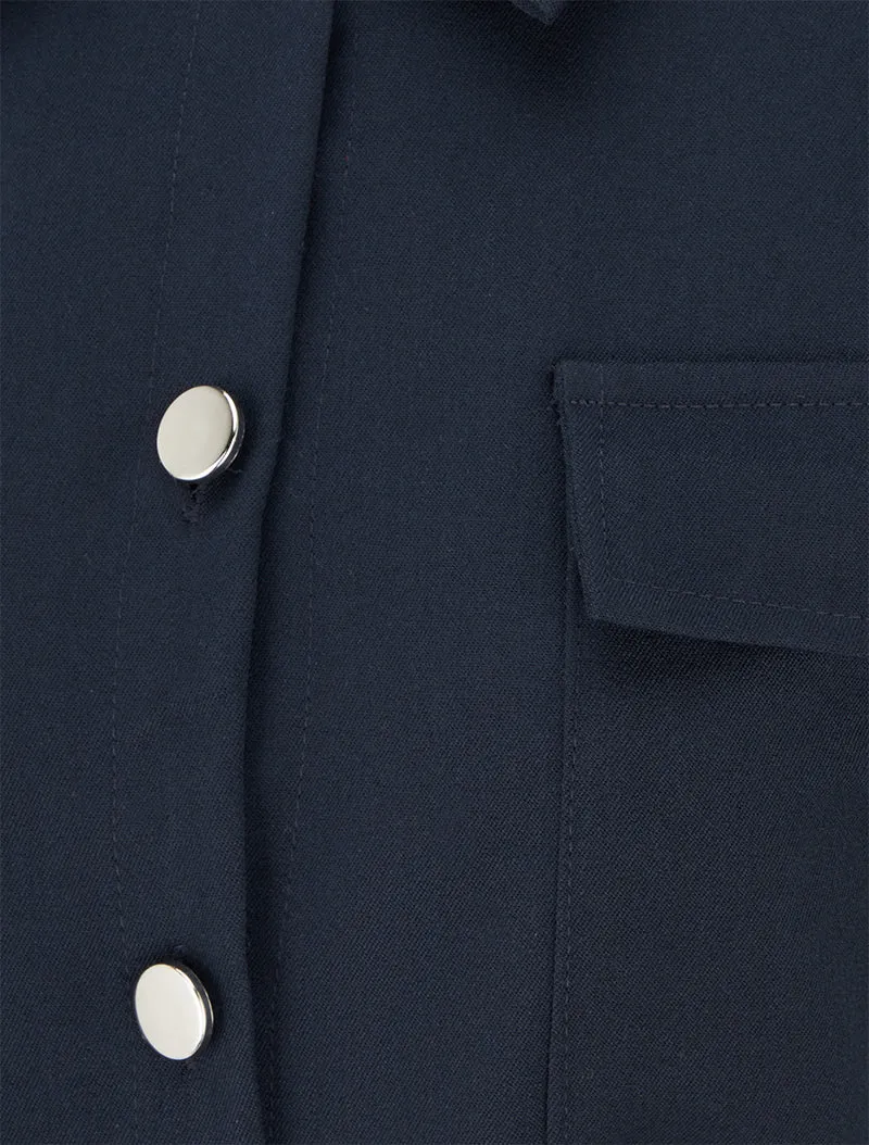 A-Linien-Hemdkleid mit kurzen Ärmeln - Marine