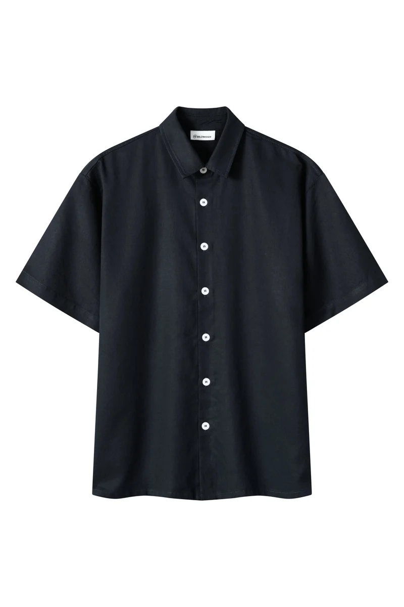 Dunkelblaues Hemd Faro aus Leinen-Tencel von Salzwasser