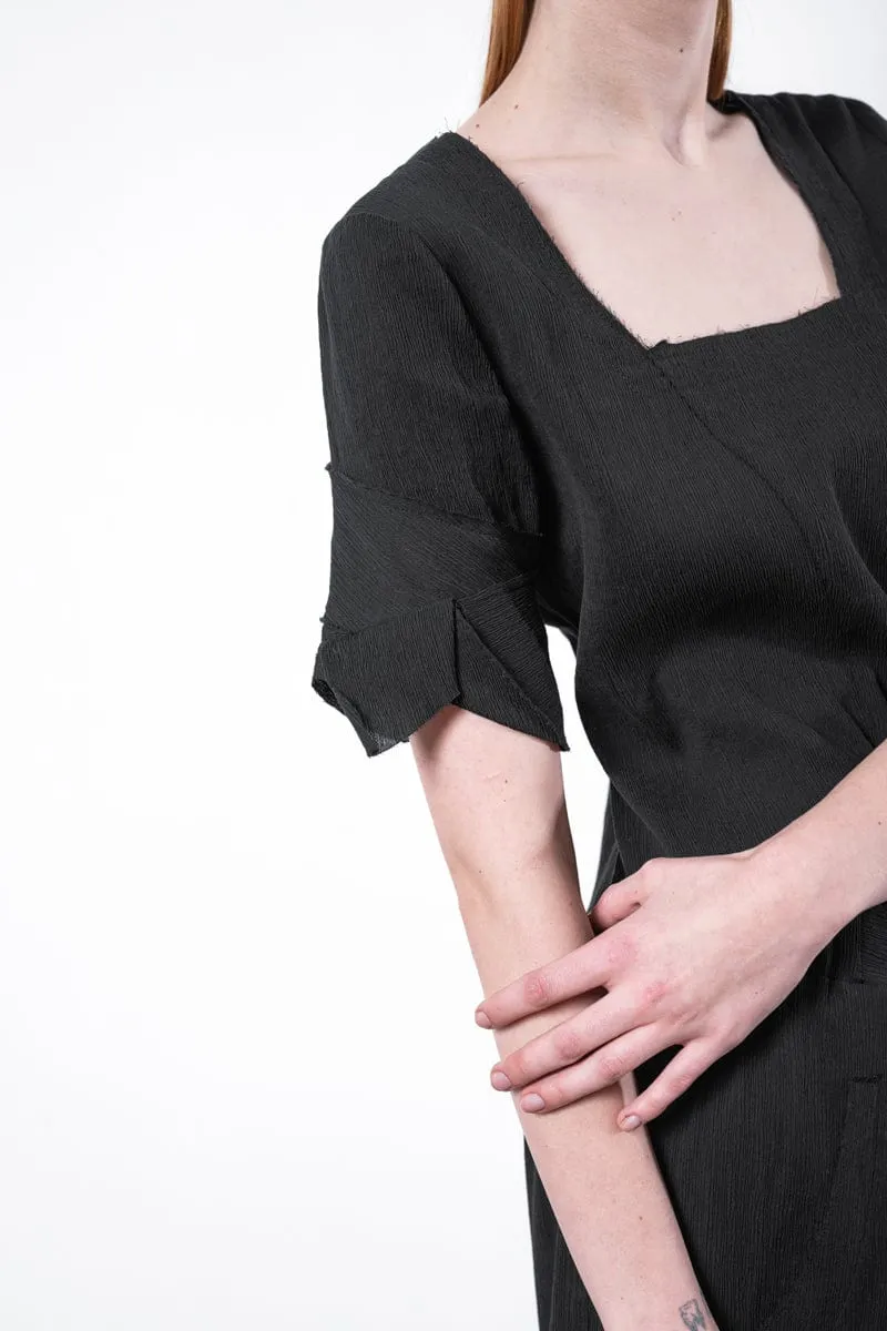 eigensinnig wien | Psyche | Damen Designer Seiden Crop-Top in Schwarz