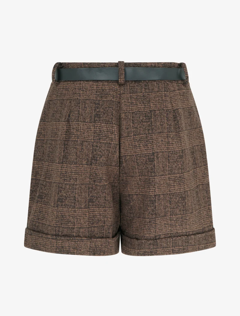 Umschlagshorts mit Tartan-Muster - Braun