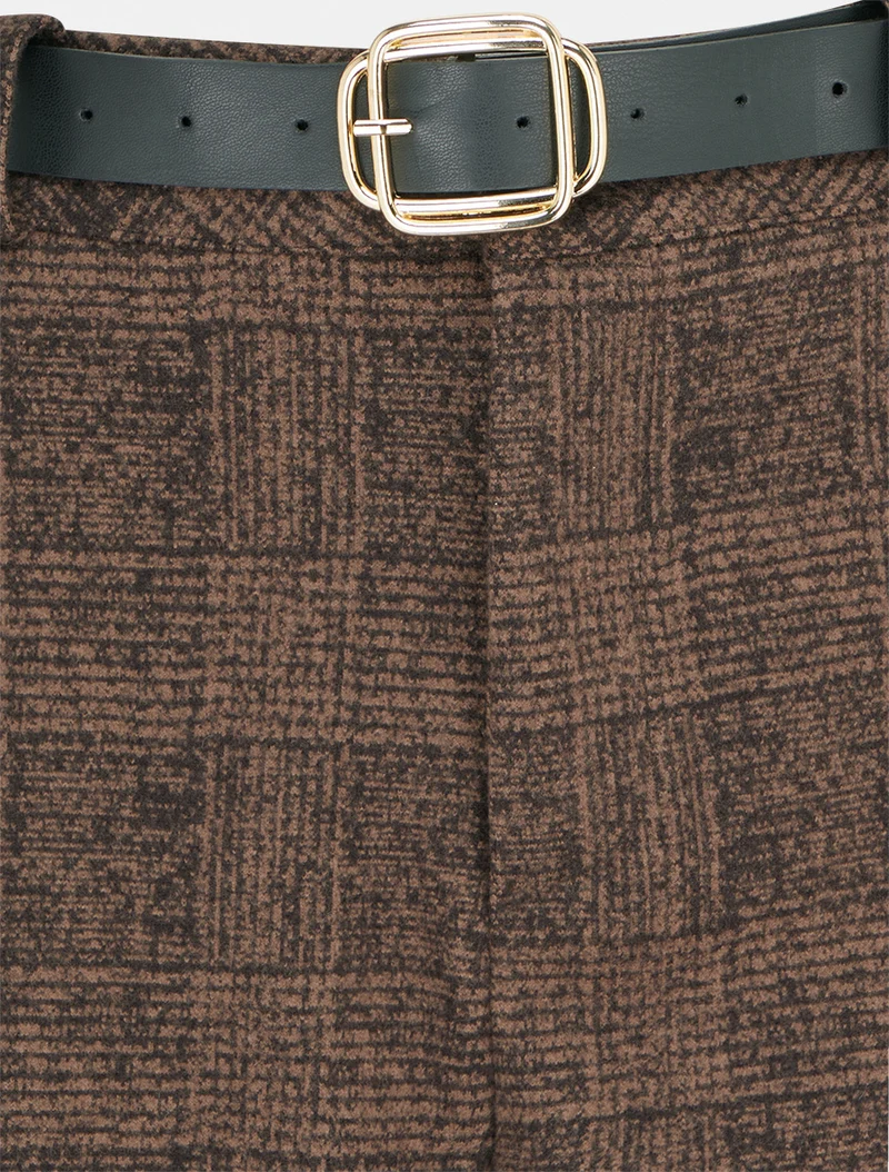 Umschlagshorts mit Tartan-Muster - Braun