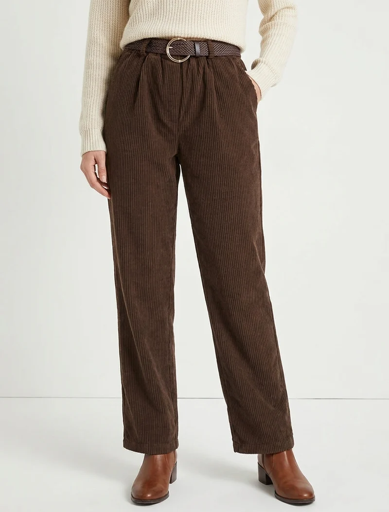 Gerade geschnittene Cordhose - Braun