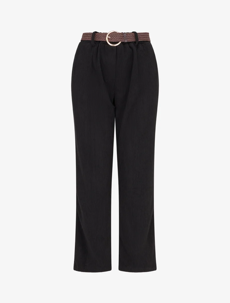 Gerade geschnittene Cordhose - Schwarz