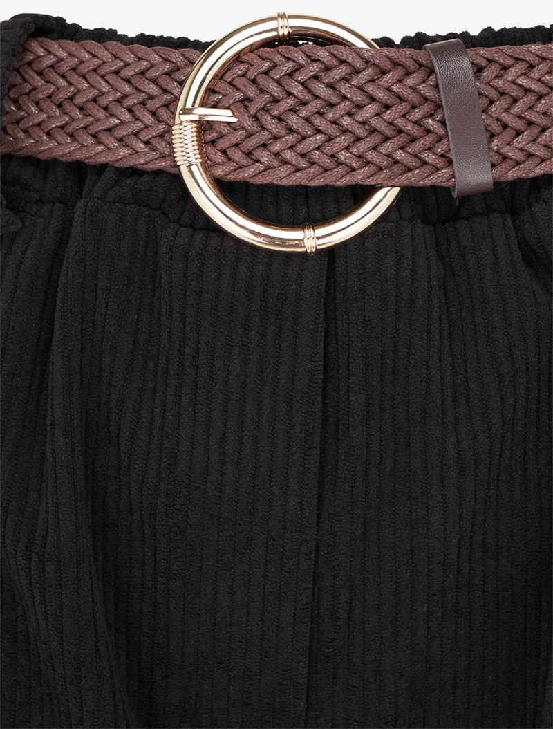 Gerade geschnittene Cordhose - Schwarz