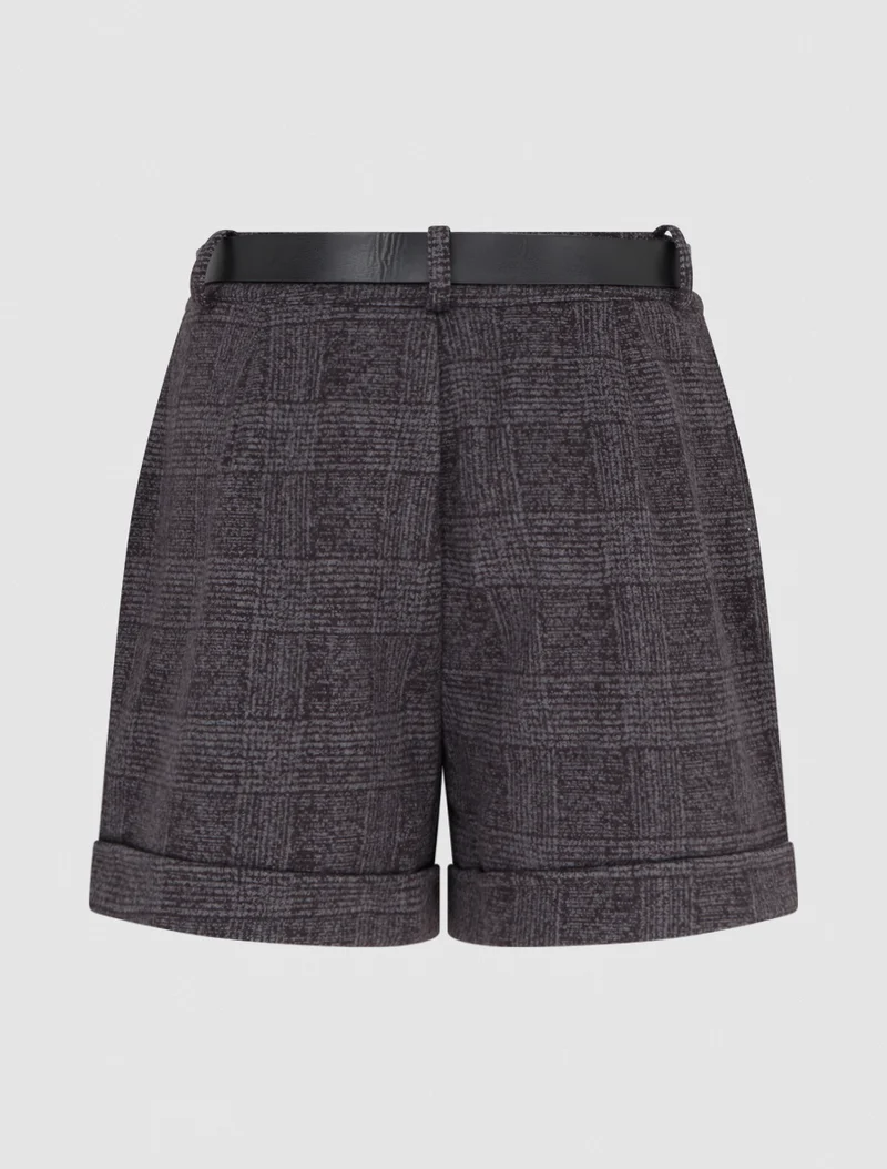 Umschlagshorts mit Tartan-Muster - Grau